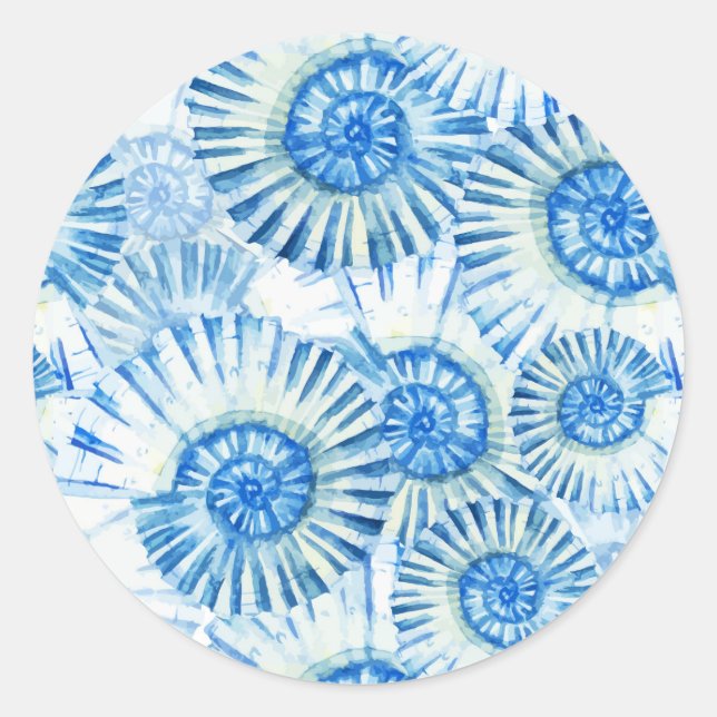 Fun Shell Pattern Classic Round Sticker (Front)