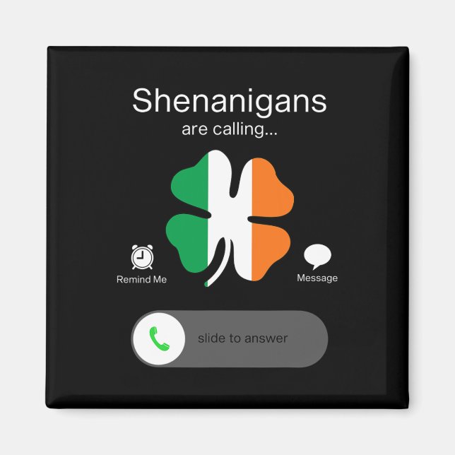 Fun Shenanigans Are Calling St Patricks Day Irish  Magnet (Front)