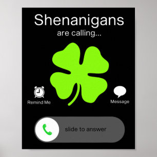 Fun Shenanigans Are Calling St Patricks Day Irish Poster