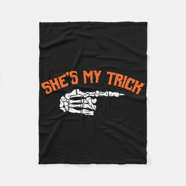Fun She's My Trick He's My Treat Halloween Couple  Fleece Blanket (Front)