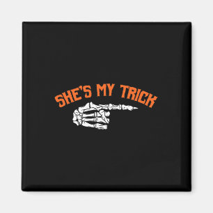 Fun She's My Trick He's My Treat Halloween Couple Magnet