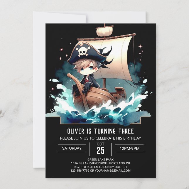 Fun Ship Pirate Birthday Invitation (Front)