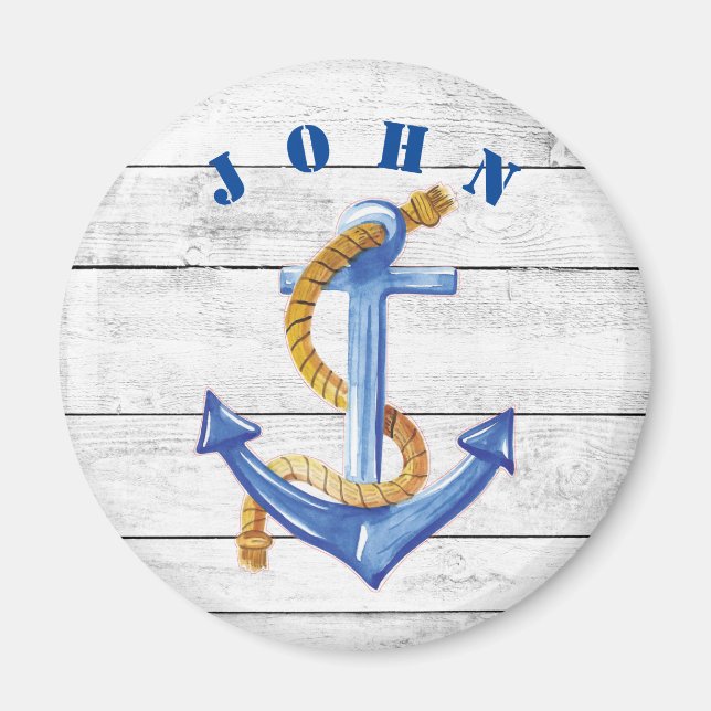 Fun Ships Anchor Personalised  Magnet (Front)