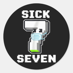 Fun Sick Seven Pixel Meme Halloween Costume Wordpl Classic Round Sticker