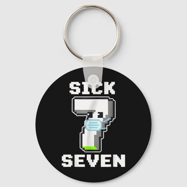 Fun Sick Seven Pixel Meme Halloween Costume Wordpl Key Ring (Front)