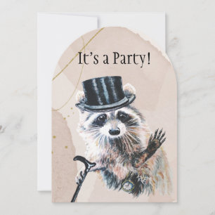 Fun Silly Formal Attire Racoon Animal BIrthday Invitation
