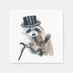 Fun Silly Formal Attire Racoon Animal Party Napkin