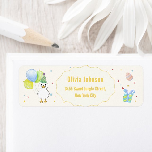 Fun Silly Goose Balloon Baby Shower Return Address (Insitu)