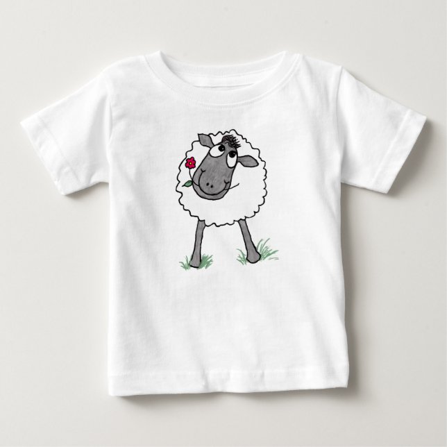 Fun Silly Sheep with Flower, Toddler T-shirt (Front)