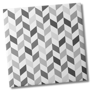 Fun Simple Classic Gray White Herringbone Pattern Tile