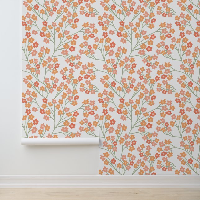 Fun Simple Orange Flower Pattern Wallpaper (Application)