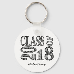 Fun & Simple Pen Sketch Class of 2018 Graduations Key Ring