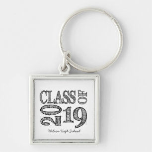 Fun & Simple Pen Sketch Class of 2019 Graduation Key Ring