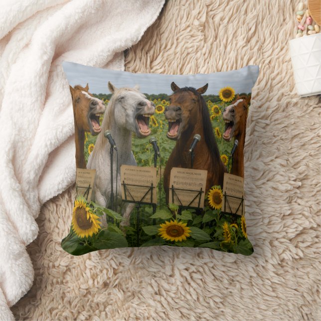 Fun Singing Horses Pillow! Cushion (Blanket)