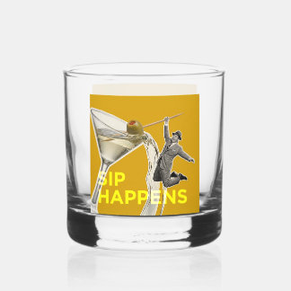 Fun "Sip Happens" cocktail glass
