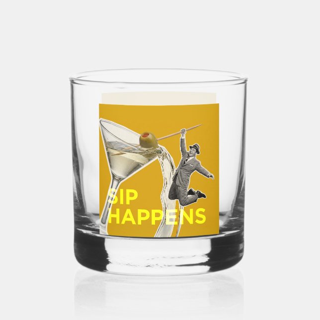 Fun "Sip Happens" cocktail glass (Front)