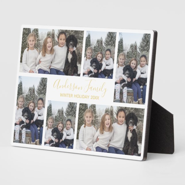Fun Six Photo Template White Gold Plaque (Side)
