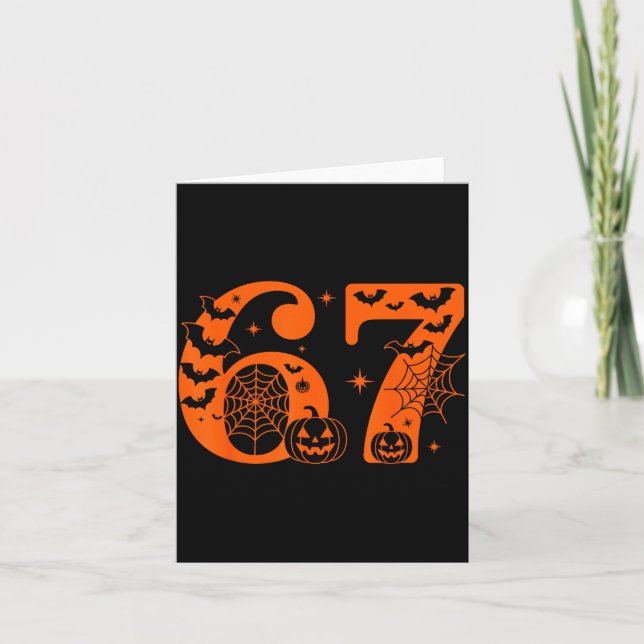 Fun Six Seven 6 7 Meme Design Couples Halloween  Card (Front)