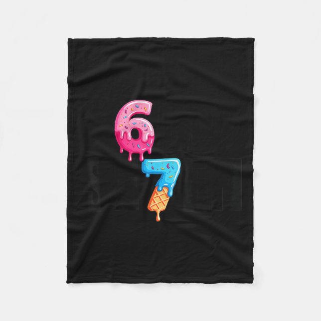 Fun Six Seven 6 7 Meme Design  Fleece Blanket (Front)