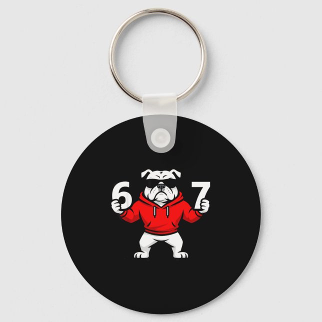 Fun Six Seven Meme Bulldogs Number 6 And 7  Key Ring (Front)