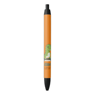 Fun Skateboarding Dinosaur With Kids Name Black Ink Pen