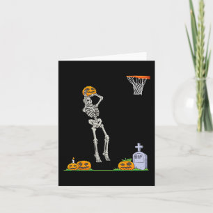 Fun Skeleton Basketball Halloween Pumpkin Card
