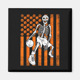 Fun Skeleton Basketball Player USA American Flag V Magnet