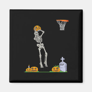 Fun Skeleton Bysketbyll Halloween Pumpkin Magnet