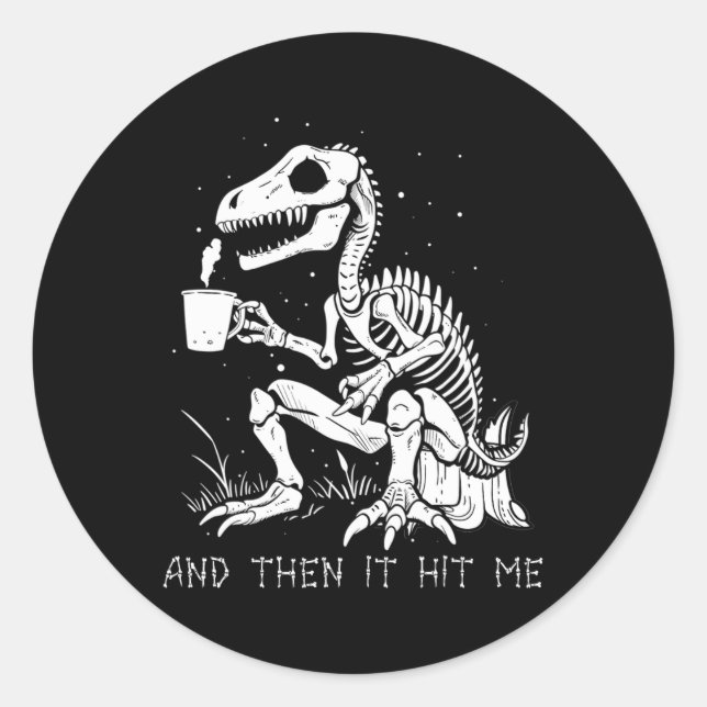 Fun Skeleton Dinosaur Costume Goth Men Women Hallo Classic Round Sticker (Front)