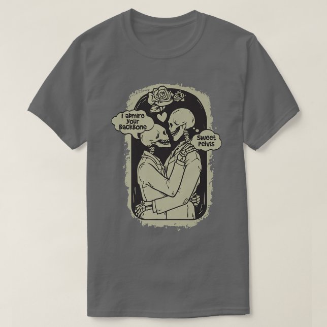 Fun Skeleton Embrace  Mutual Admiration Design  T-Shirt (Design Front)