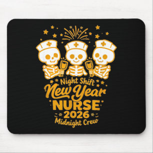 Fun Skeleton Er Icu Nurse Night Shift Crew New Yea Mouse Mat