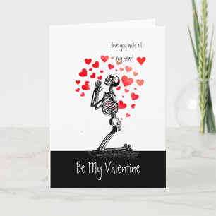 Fun Skeleton Love Hearts Valentine Romantic Humour Holiday Card