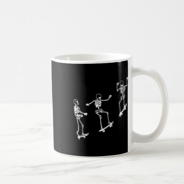 Fun Skeleton Skateboard Halloween Skateboarding Sk Coffee Mug (Right)