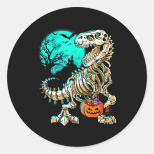 Fun Skeleton TRex Halloween Boys Dino Kids Fossil  Classic Round Sticker