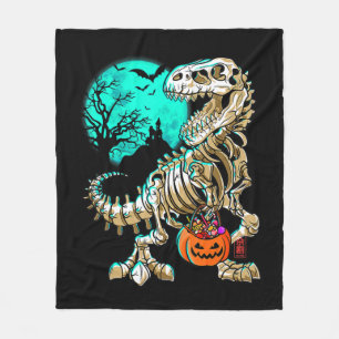 Fun Skeleton TRex Halloween Boys Dino Kids Fossil Fleece Blanket