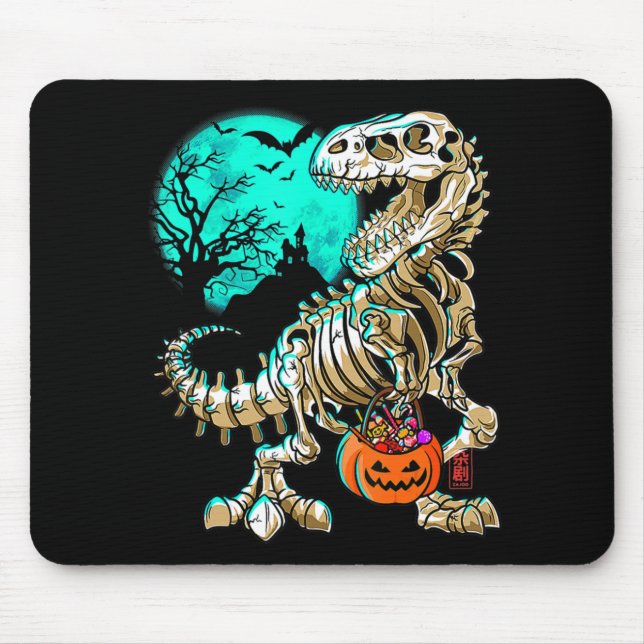Fun Skeleton TRex Halloween Boys Dino Kids Fossil  Mouse Mat (Front)