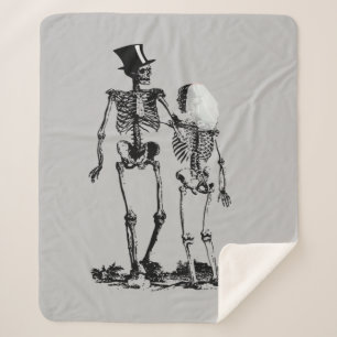 Fun Skeleton Wedding Couple Sherpa Blanket
