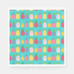 Fun sky blue colourful pineapple patterned  napkin