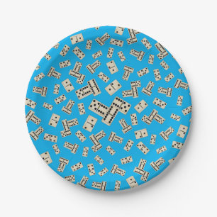 Fun sky blue dominos paper plate