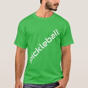 Fun Slant PICKLEBALL Text Bright Green Background T-Shirt