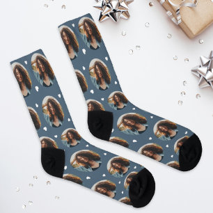 Fun Slate Custom Girlfriend Photo Heart Socks