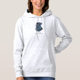 fun slogan with portaite of black labrador dog hoodie