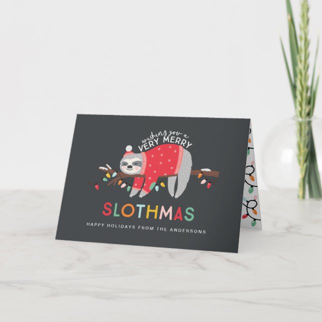 fun sloth colorful christmas card (Front)