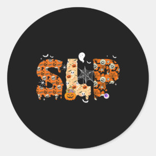 Fun SLP Halloween Costume Pumpkin Fall Skeleton Classic Round Sticker