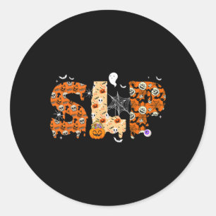 Fun Slp Halloween Costume Pumpkin Fall Skeleton  Classic Round Sticker