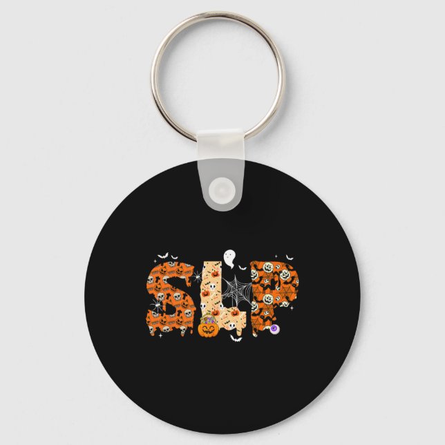 Fun Slp Halloween Costume Pumpkin Fall Skeleton  Key Ring (Front)
