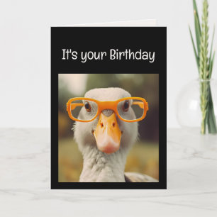 Fun Smart Goose Glasses Birthday Animal Humour Card