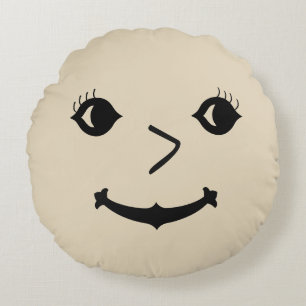 Fun Smiling Lady Face Reversible Round Cushion