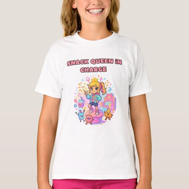 fun snack queen girls shirt (Front)