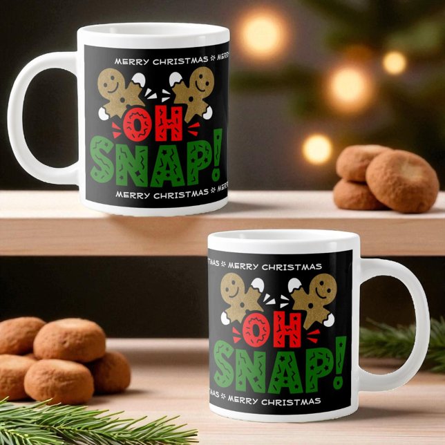 Fun Snapped Gingerbread Man Christmas Mug (Large mug Christmas design template text top and bottom)